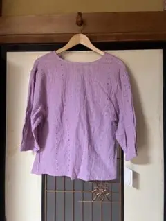 With collectionラベンダートップス 五分袖 刺繍　新品