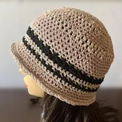 キャップ　クラッシャーハット　ビーニー クロシェハット　バケハ サマーヤーン