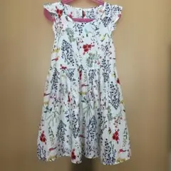 花と鳥のプリント ノースリーブワンピース 130