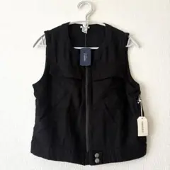 forever21 ノースリーブトップス　フルジップ　ベスト　黒　新品　Sサイズ