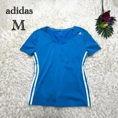 アディダス　半袖Tシャツ　トップス　トレーニングウェア　運動　通気性　青　M