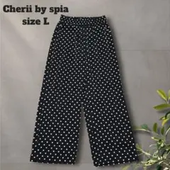 シェリーバイスピーア イージーワイドパンツ【L】ドット 薄手 着心地 夏服涼しげ