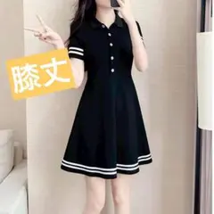Aラインワンピース(ブラック）　サイズⅬ