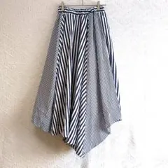 【レイカズンフェバリ】　ロングスカート　フリーサイズ　ストライプ　アシンメトリー
