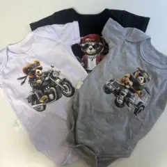 【美品】クマプリントロンパース 3枚セット サイズ92