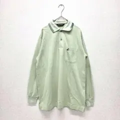 ブラックアンドホワイト シャツ 綿シャツ 長袖 ワンポイント グリーン Mサイズ