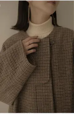 最終値下げ eaphi no collar wool check coat