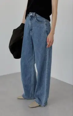 値下げnae Wide Loose Jeans _Deep Blue M_通常丈