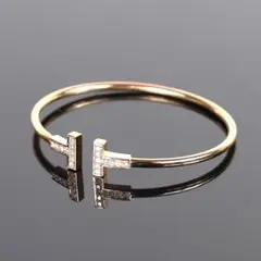TIFFANY＆CO Tワイヤーブレスレット ダイヤ ブレスレット　PG