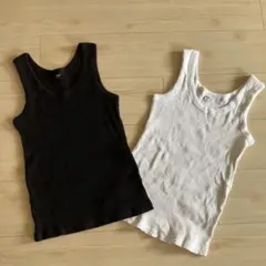 UNIQLO リブタンクトップ　黒　白　セット ブラック　ホワイト　M