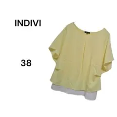インディヴィ INDIVI 半袖トップス 38 M 黄色 白 美品
