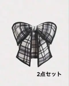 MOD リボン飾り付きトップス クロップドカーディガン 2点セット