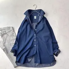 美品 フィナモレ シャンブレーシャツ インディゴ イタリア製 40サイズ