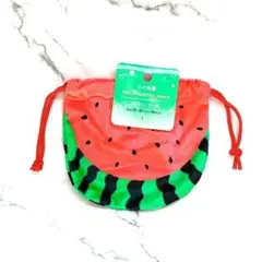 ミニ巾着 Mini drawstring pouch スイカ柄