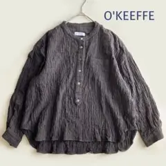 O'KEEFFE　オキーフ　バンドカラーシャツ　プルオーバーワッフル生地　日本製