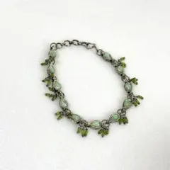 ヴィンテージ　シルバー　アイスグリーン　ビジュー ブレスレット