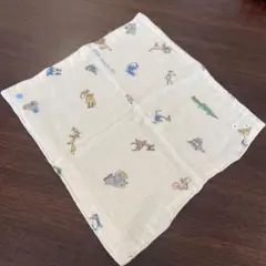 【未使用】動物柄 ガーゼハンカチ 約30cm