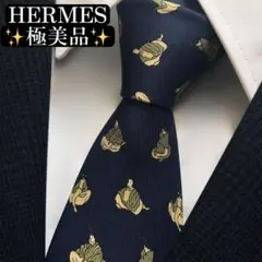 極美品✨HERMES ネクタイ　エルメス　お殿様　日本　和風　シルク