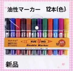 マーカーペン 12本(色)セット 油性ペン 油性マーカー 油性マジック イラスト