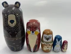 A-0498 マトリョーシカ 動物 くま うさぎ 木製おもちゃ 置物