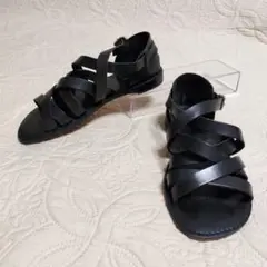 美品 plantation レザーサンダル 黒 24.5cm