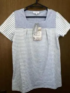 ボーダー半袖Tシャツ LL タグ付き スクエアネック
