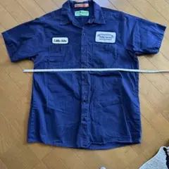 WearGuard ワークシャツ ワッペンロゴ Lネイビー 半袖　USA 古着