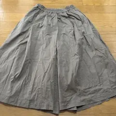 無印　ワイドパンツ ガウチョ　ストレッチ　カーキ