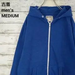 古着 OLD NAVY オールドネイビー パーカー 無地 ジップアップ 青 M