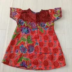 花柄赤色ワンピース