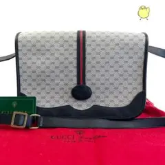 美品 グッチ マイクロGG オールドグッチ ショルダーバッグ ネイビー