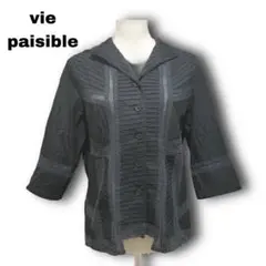 2696　【vie paisible】　デザインジャケット　シャツカラー　黒　L