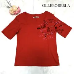 OLLEBOREBLA アルベロベロ Tシャツ ビジュ 赤 猫 総柄