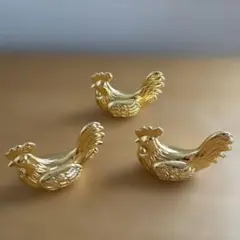 ニワトリ置物　金色　3個セット