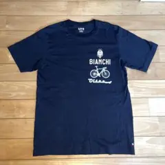 Bianchi 自転車デザイン Tシャツ Mブラック