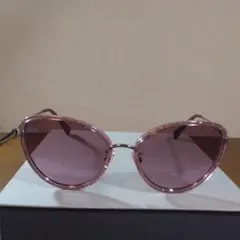COACH ピンクラウンドサングラス グリッター仕上げ