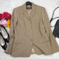 Y5622*最高級☆マックスマーラ☆極上ウール☆千鳥柄☆ジャケット☆黄茶40
