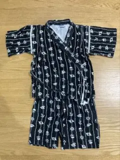 即発送　ワールド　甚平　110cm 黒　綿100% 浴衣　セパレート