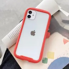 iPhone11/11proレッド ケース シンプル クリア