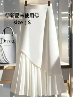 ホワイト プリーツスカート S 新品未使用