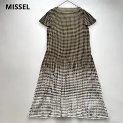 ミゼール MISSEL プリーツ 半袖 ワンピース グラデーション カーキ系