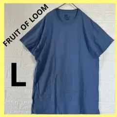 FRUIT OF LOOMブルー クルーネック Tシャツ 【L】