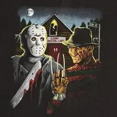 フレディvsジェイソン ナイトメア ホラー ムービーTシャツ 映画T 黒 XL