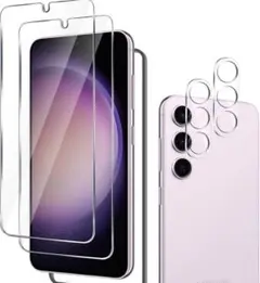 GalaxyS23 ガラスフィルム カメラフィルム 自動吸着 ガイド枠付き