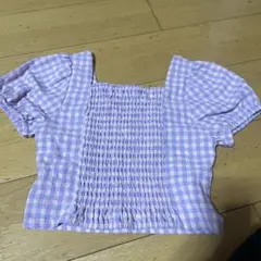 Anap girl 半袖ブラウス 紫と白チェック