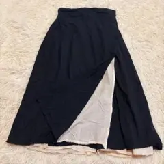 m934 ロング丈ボリュームスカート 巻きスカート ツートンカラー 女っぽ 黒
