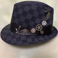 飾り付けダミー柄黒ハット〜新品未使用品〜サイズ-レギュラー男女兼用〜