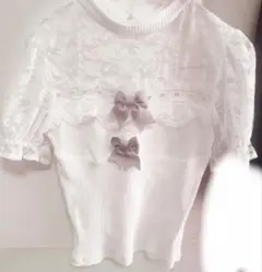 リボン付きレーステレコトップス