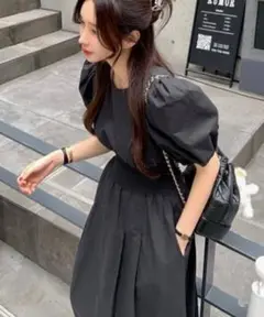 Dholic ウエストギャザーパフスリーブワンピース