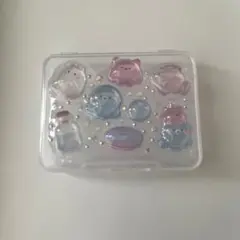 ボンボンドロップシールデコ 小物入れ ピルケース 青 ピンク ⑧